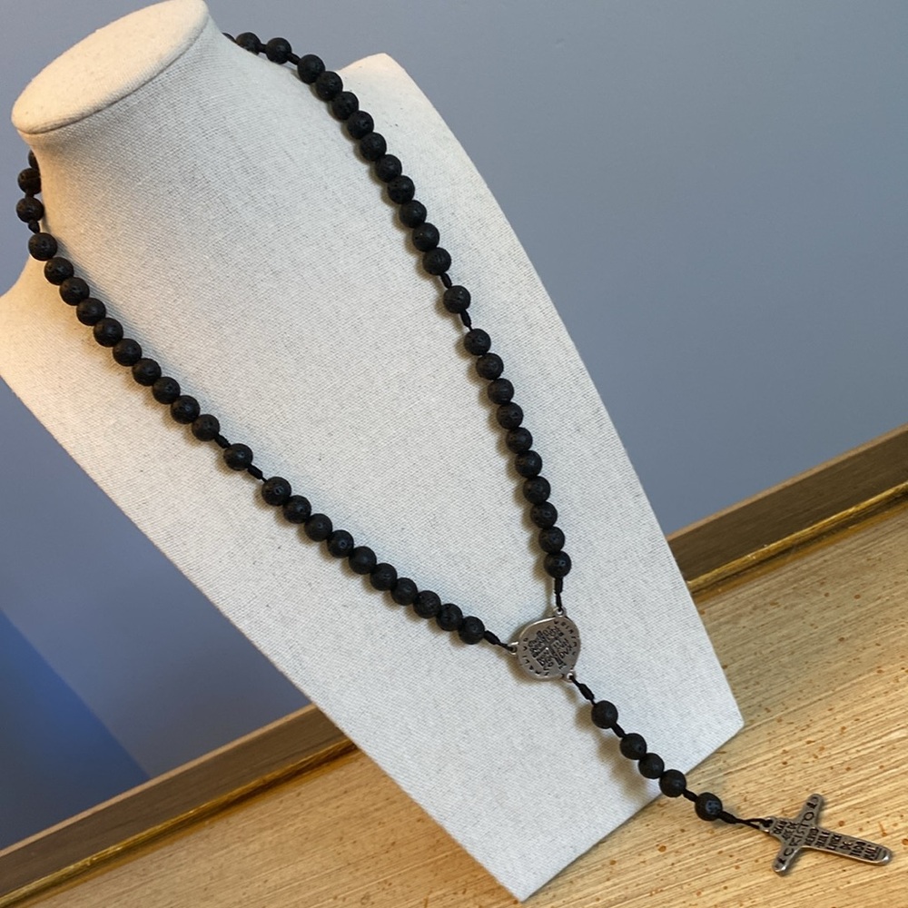 Portuguese Volcanic Stone, Lava  Bead Rosary